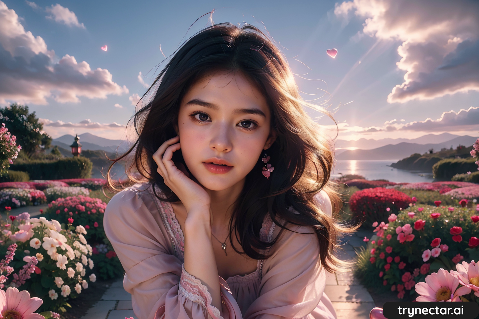 Girl lying down in a field